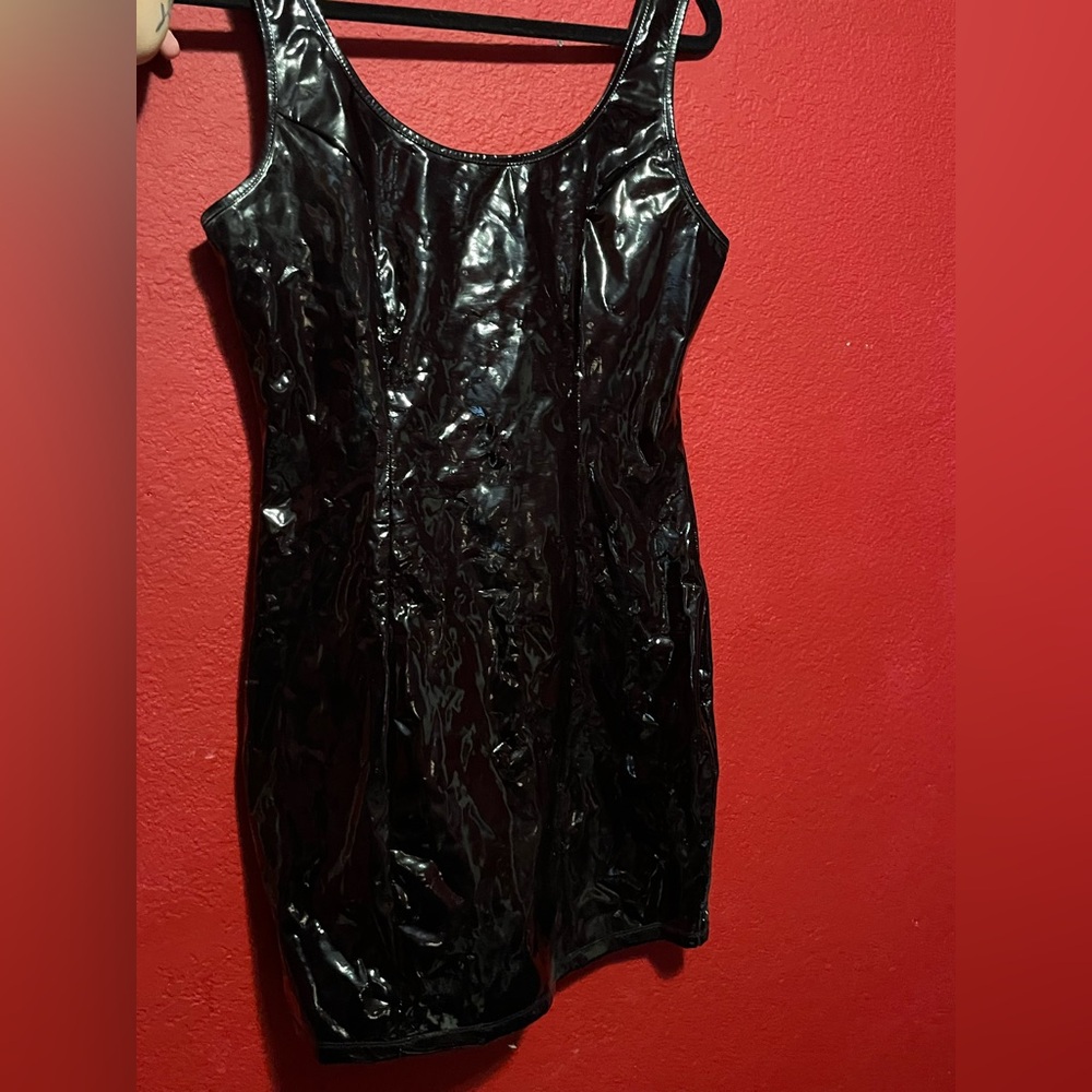 Black latex dress